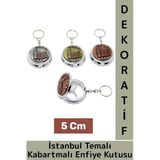 Özel Tasarım Dekoratif Hediye Yöresel Şık İstanbul Temalı 3 Bölmeli Kabartmalı Enfiye Kutusu 5 Cm