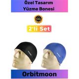 Özel Tasarım Elastik Su Geçirmez Silikon Yüzücü Yüzme Şapkası Havuz Deniz Bonesi 2'li Set - Standart - 0 Siyah