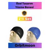 Özel Tasarım Elastik Su Geçirmez Silikon Yüzücü Yüzme Şapkası Havuz Deniz Bonesi 2'li Set