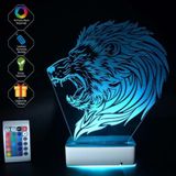 Özel Tasarım Fantastik Kızgın Aslan 3D Led Lamba