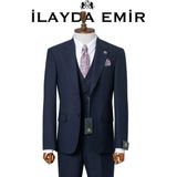 Özel Tasarım Italyan Kesim Blazer Erkek Takım Elbise Lacivert - 6 Drop - 60