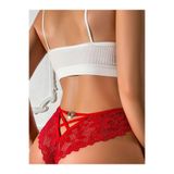 Özel Tasarım Kalp Detaylı Transparan Dantel Slip Külot 1031-1025