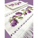 Özel Tasarım Kanaviçe Nakış Işlemeli Kadife Etamin Çeyizlik 2'li Havlu Seti - 50 x 90 cm - Beyaz