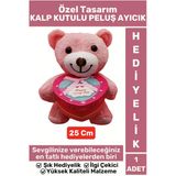 Özel Tasarım Kız Arkadaş Sevgiliye Hediyelik Sevgililer Günü Özel Gün Kalp Kutulu Pembe Peluş Ayıcık