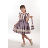Özel Tasarım Kız Çocuk Kısa ELBISE_M2326 - 6 Yaş - Lila