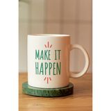 Özel Tasarım Motto Make It Happen Baskılı Seramik Kahve Çay Kupası - Antik Bakır - 300 cc