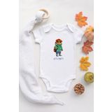 Özel Tasarım Sevimli Ayı Teddy Bebek Body Beyaz Badi Zıbın, 3 Yaş