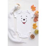 Özel Tasarım Sevimli Ayı Winnie 2 Bebek Body Beyaz Badi Zıbın, 9 Ay
