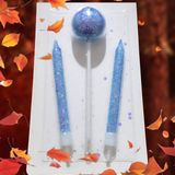 Özel Tasarım Simli Mavi Lolipop Şeker Mum 10 cm Simli Mavi Pasta Mumu Simli Mavi Doğum Günü Mumu - 1 Adet