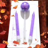 Özel Tasarım Simli Mor Lolipop Şeker Mum 10 cm Simli Mor Pasta Mumu Simli Mor Doğum Günü Mumu - 1 Adet