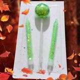 Özel Tasarım Simli Yeşil Lolipop Şeker Mum 10 cm Simli Yeşil Pasta Mumu Yeşil Doğum Günü Mumu - 1 Adet