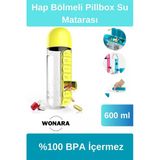 Özel Tasarım Uzun Ömürlü İlaç Kutusu Pillbox Su Matarası 600 Ml Suluk %100 BPA İçermez