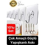 Özel Üretim 10 Adet Kendinden Yapışkanlı Askı Şeffaf Güçlü Anahtar Kapı Duvar Metal Kanca Çok Amaçlı
