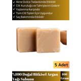 Özel Üretim %100 Doğal Bitkisel Cilt Dostu El Yüz Vücut Cilt Saç Kullanım Argan Yağı Sabunu 5 Adet