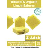 Özel Üretim %100 Doğal Güzel Kokulu El Yüz Saç Vücut Cilt Orijinal Limon Sabunu - 3 Adet