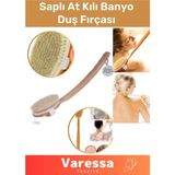 Özel Üretim %100 Doğal Selülit Önleyici Yumuşak Vücut Masaj At Kılı Saplı Uzun Banyo Duş Fırçası