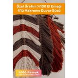 Özel Üretim %100 El Emeği İşçiliği Pamuk Mint Duvar Kapı Balkon Süsü Şık Dekoratif 4'lü Makrome