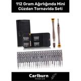 Özel Üretim 112 Gr Ağırlığında Dayanıklı 24 Uçlu 1 Kalemli Hafif Mini Çıtçıtlı Cüzdan Tornavida Seti