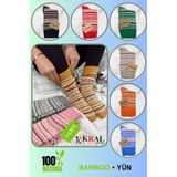 Ozel Uretim (3 Cift) Kalin Kislik 100 Yun Cizgili - Motif Desenli Corap