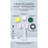 Özel Üretim 5 İn 1 Kablosuz Şarjlı Temizlik Fırçası Döner Başlıklı Banyo Mutfak Fayans Temizleme Set