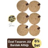 Özel Üretim 6 Adet Jüt Dokuma Halat İçecek Bardak Altlığı Seti Hasır Yuvarlak Sofra Rattan El Yapımı