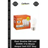 Özel Üretim 9W Led 6500K Tasarruflu Güçlü 3'Lü Beyaz Ampul Seti Avantajlı Paket E27 Duy 806 Lm