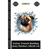 Özel Üretim Araba Sticker 3D Köpek Figürlü Kelebek Cam Etiketi Fulcar French Bulldog Araç Stickerı