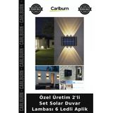 Özel Üretim Bahçe 2'Li Set Solar Duvar Lambası 6 Ledli Aplik Gün Işığı Rengi Ip65 Su Geçirmez