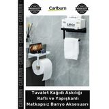 Özel Üretim Beyaz Modern Tuvalet Kağıdı Askılığı Raflı Yapışkanlı Matkapsız Banyo Aksesuarı