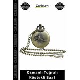 Özel Üretim Bronz Kaplama Nostaljik Otantik Antika Görünümlü Osmanlı Tuğralı Köstekli Saat