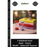 Özel Üretim Cam Hediye Ofis Masası Şık 5 Dakikalık Kum Saati Asorti Renkli Dekoratif Tasarım