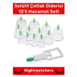 Özel Üretim Canlandırıcı Selülit Çatlak Giderici Vakumlu Masaj Aleti 12'li Kupa Çekme Hacamat Seti