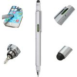 Özel Üretim Çok Fonksiyonlu Tükenmez Teknik Kalem – Cetvelli, Tornavidalı, Su Terazili, Touchpen Dokunmatik Uçlu, Mimar ve Mühendisler Için Pratik Hediyelik Kalem - GRİ