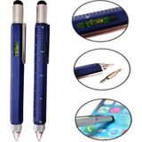 Özel Üretim Çok Fonksiyonlu Tükenmez Teknik Kalem – Cetvelli, Tornavidalı, Su Terazili, Touchpen Dokunmatik Uçlu, Mimar ve Mühendisler Için Pratik Hediyelik Kalem - MAVİ