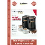 Özel Üretim Crown Gold 8 Fincan Közde Pişiren 800W Siyah Gold İkili Otomatik Türk Kahve Makinesi