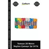 Özel Üretim Dayanıklı Sağlam Renkli Kaliteli Set Paket Temsan 20 Metre Naylon Çamaşır İpi 24'Lü