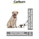 Özel Üretim Dayanıklı Uzun Ömürlü Sağlam Şık Paslanmaz Çelik Metal Kedi Köpek Mama Su Kabı 34 cm