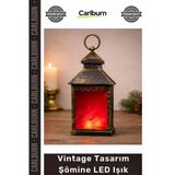 Özel Üretim Dekoratif Ateş Efektli Nostaljik Pilli Gece Lambası Vintage Tasarım Şömine Led Işık