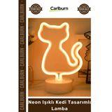 Özel Üretim Dekoratif Gece Masaüstü Standlı Usb Pilli Estetik Led Neon Işıklı Kedi Tasarımlı Lamba