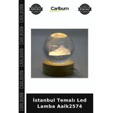 Özel Üretim Dekoratif Hediye 3D Kristal Cam Küre Ahşap Soketli İstanbul Temalı Led Lamba Aalk2574