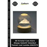 Özel Üretim Dekoratif Hediyelik 3D Kristal Cam Küre Ahşap Soketli İstanbul Temalı Led Lamba Alk2573