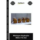 Özel Üretim Dekoratif Hediyelik Polyester Figür Sanatsal Tasarım Orkestra Müzisyen Baykuşlar Biblo 4 Vitrin
