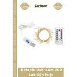 Özel Üretim Dekoratif Şerit Peri Aydınlatma Uzaktan Kumandalı 8 Modlu Usb'li 6M 200 Led Gün Işığı