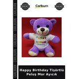 Özel Üretim Doğum Günü Sevimli Hediye Yumuşak Oyuncak Happy Birthday Tişörtlü Peluş Mor Ayıcık