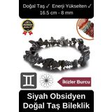 Özel Üretim Enerji Yükselten Esnek İp İkizler Burcu Gerçek Siyah Obsidyen Doğal Taş Unisex Bileklik