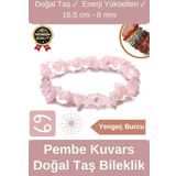 Özel Üretim Enerji Yükselten Esnek Ip Yengeç Burcu Gerçek Pembe Kuvars Doğal Taş Unisex Bileklik