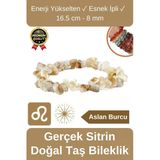 Özel Üretim Enerji Yükselten Esnek İpli Aslan Burcu Gerçek Sitrin Doğal Taş Unisex Bileklik 16.5 cm