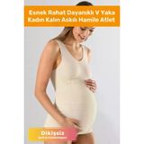 Özel Üretim Esnek Rahat Dayanıklı V Yaka Kadın Kalın Askılı Hamile Atlet