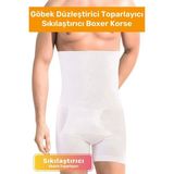 Özel Üretim Göbek Düzleştirici Toparlayıcı Bel Inceltici Erkek Duble Boxer Korse - Beyaz