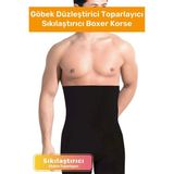 Özel Üretim Göbek Düzleştirici Toparlayıcı Bel Inceltici Erkek Duble Boxer Korse - Siyah